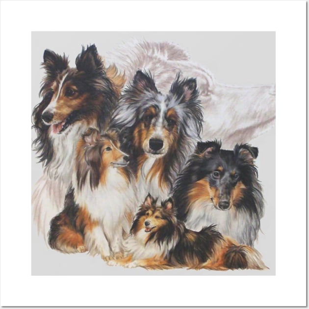 Obedient Shetland Sheepdog Grouping Wall Art by BarbBarcikKeith